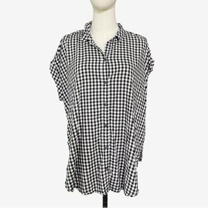 Abercrombie & Fitch Black White Gingham Short Sleeve Button Down Shirt L